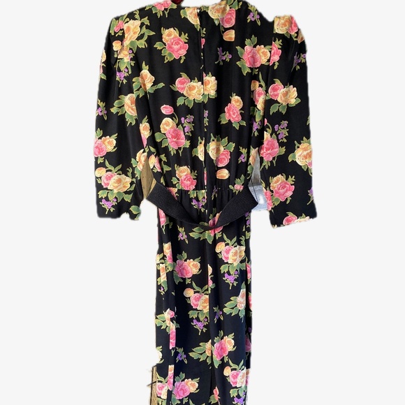 Vintage Black Floral Dress - Picture 3 of 11